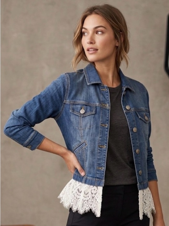 CAbi Jackets & Blazers - Cabi Dakota denim jacket with lace trim